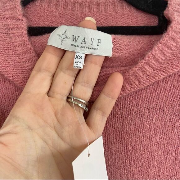 Wayf Nordstrom Mock Neck Tie Front Sweater Pink XS NWT - Picture 5 of 6